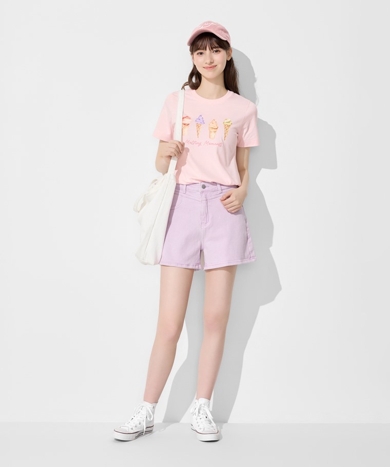 冰淇淋厚版印花T恤-女