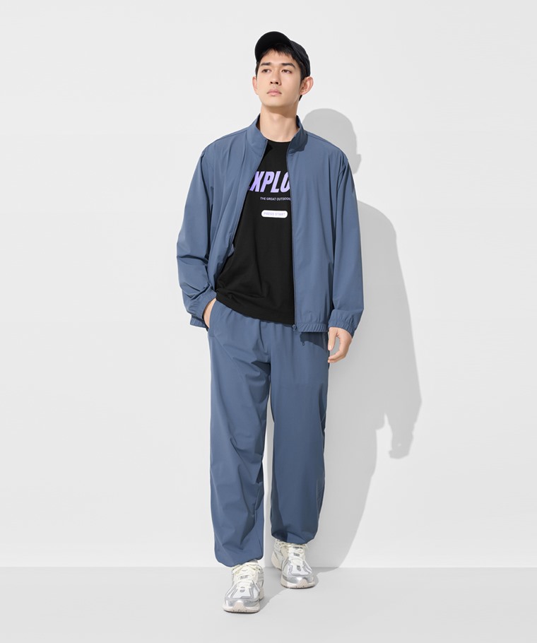 抗UV吸排彈性立領外套-男