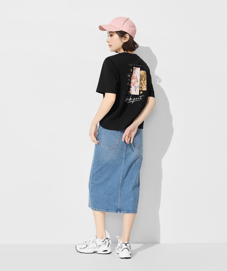 純棉寬版印花T恤-女