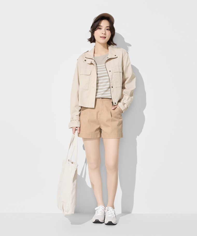 純棉船領條紋短袖T恤-女