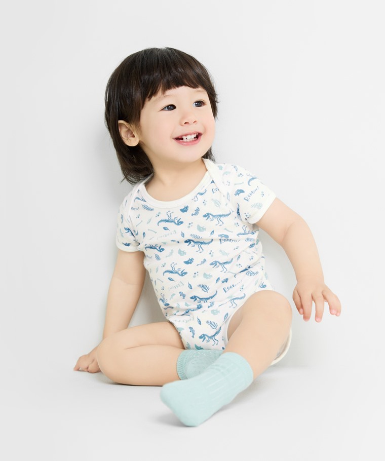 春夏嬰幼兒新品：Baby · 純棉羅紋恐龍印花包臀衣