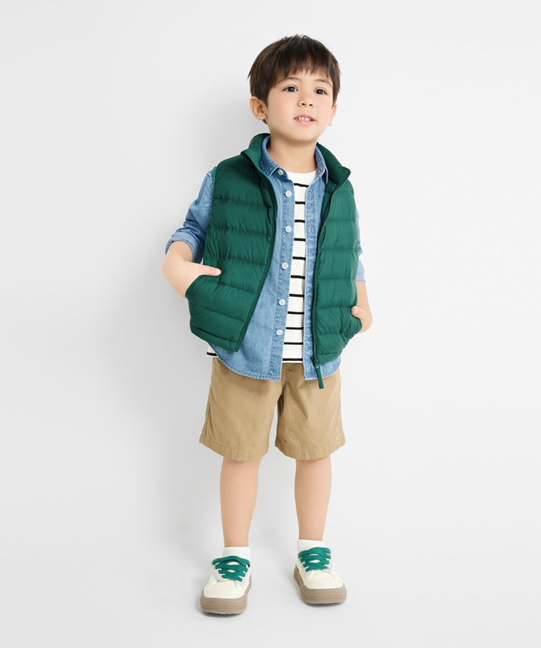 極輕羽絨立領背心-童