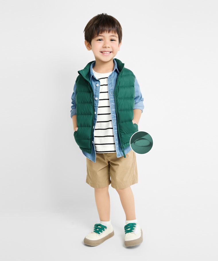 極輕羽絨立領背心-童