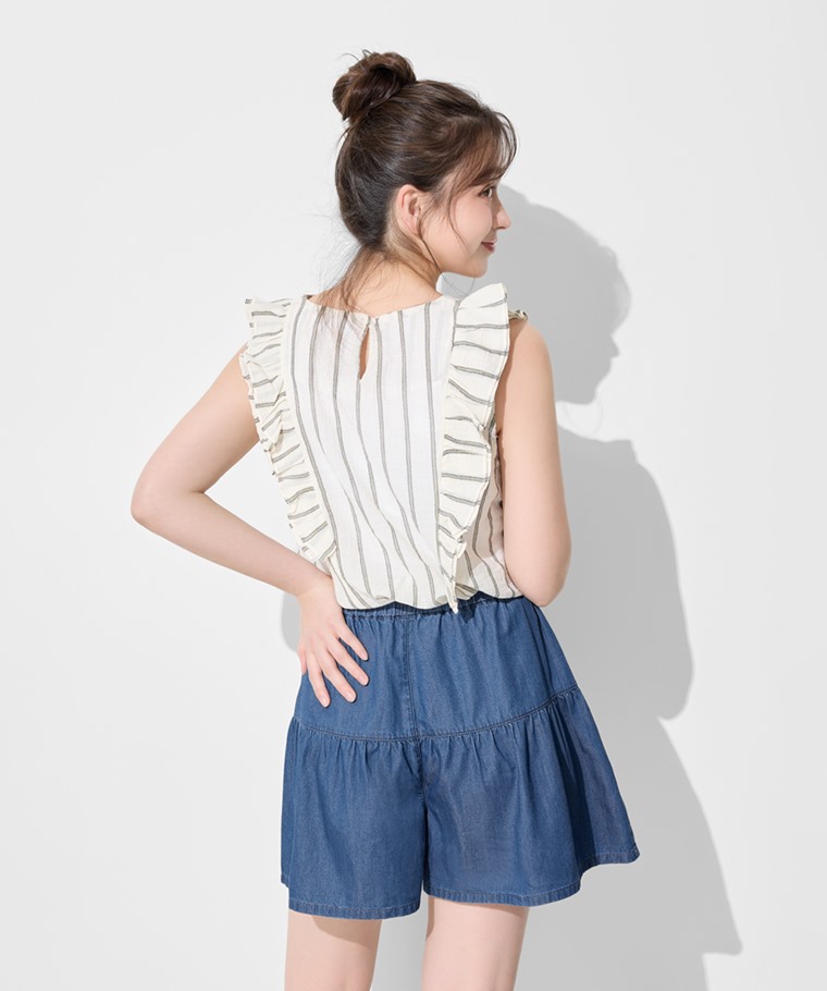 軟牛仔純棉蛋糕短褲-女