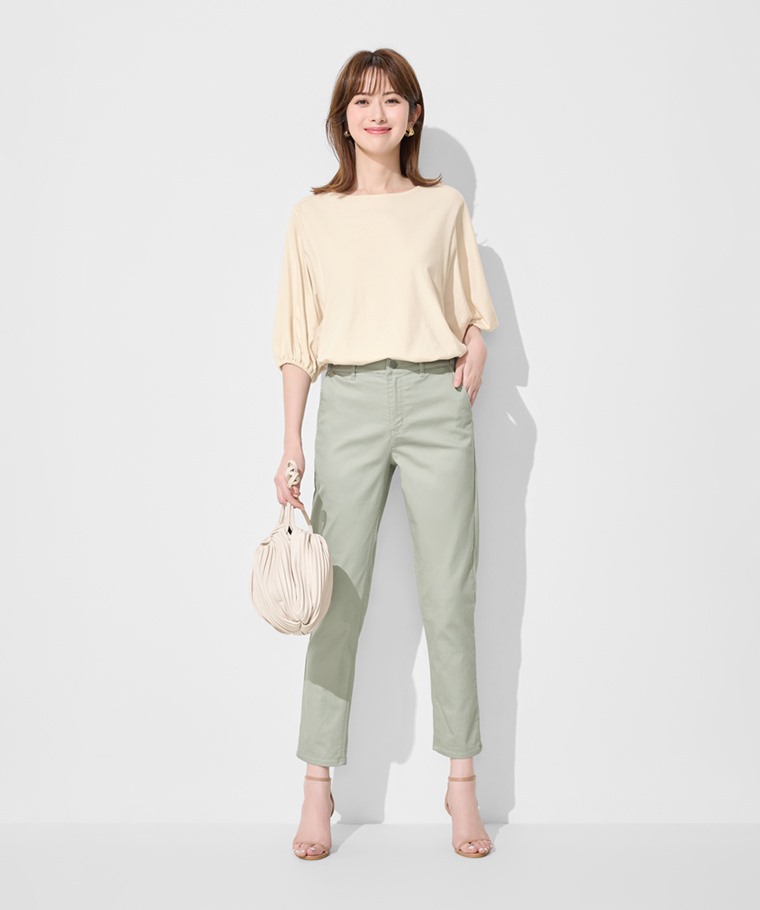 卡其修身直筒長褲-女