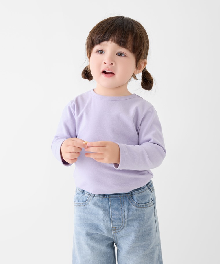 磨毛羅紋圓領長袖T恤-Baby
