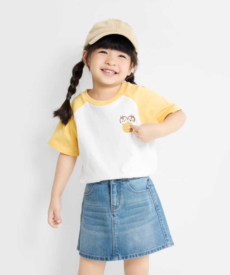 迪士尼系列純棉拉克蘭袖印花T恤-童