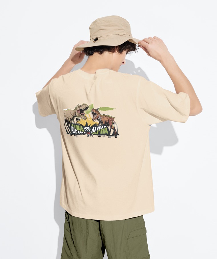 Jurassic World寬版印花T恤-09-男