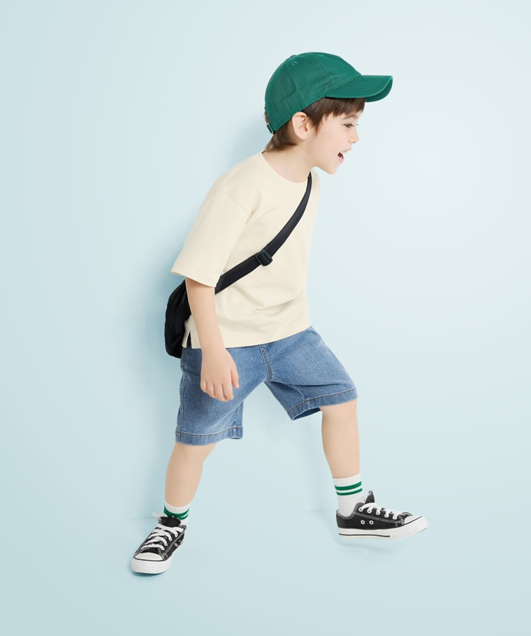 輕涼棉質寬版T恤-童