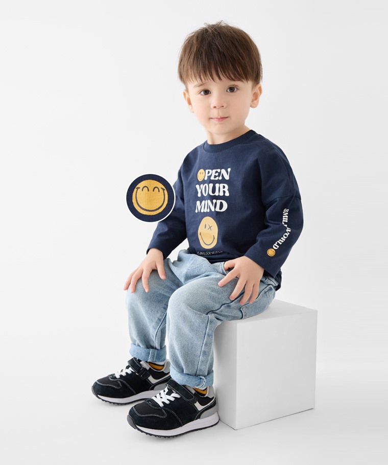 SmileyWorld®竹節棉寬鬆印花T恤-Baby