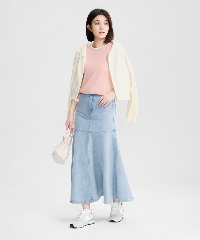 純棉厚實圓領長袖T恤-女