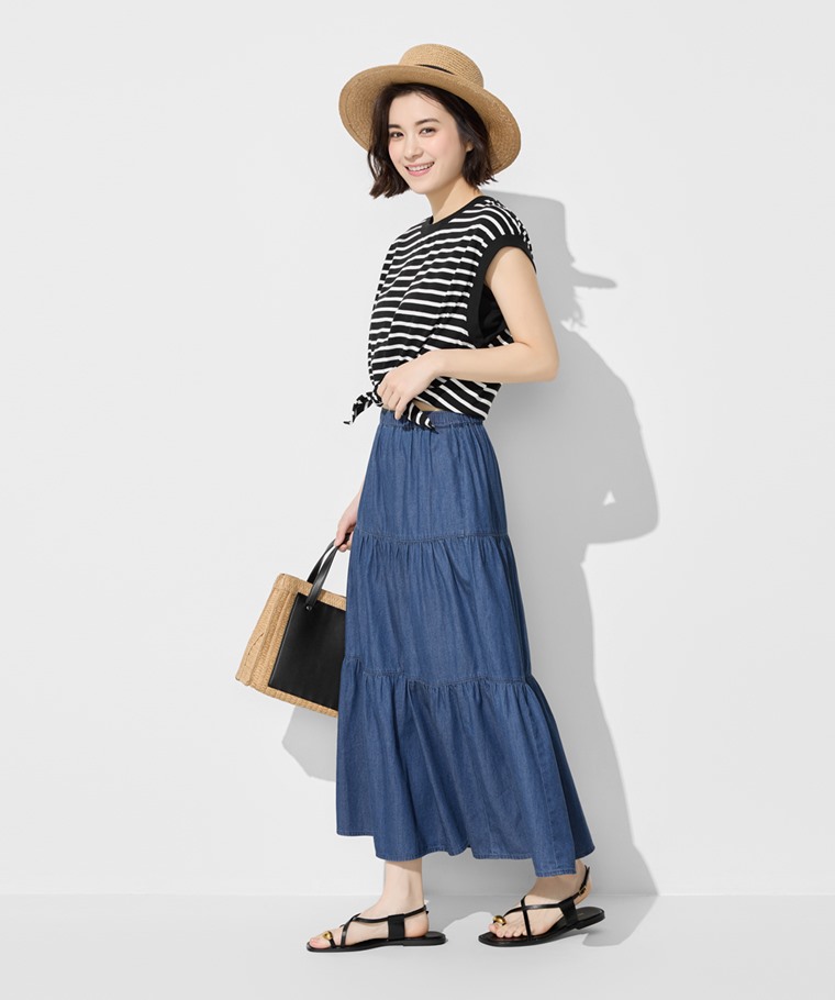 軟牛仔蛋糕長裙-女