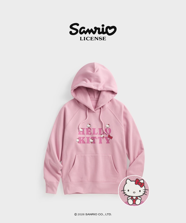 聯名系列T恤-WOMEN：女 · 三麗鷗刷毛印花連帽衫-08
