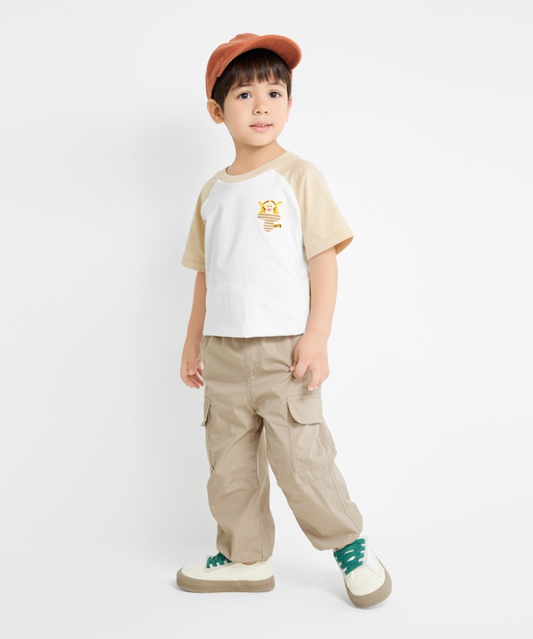 春夏童裝新品：童 · 迪士尼系列純棉拉克蘭袖印花T恤,童 · 輕型工裝束口褲