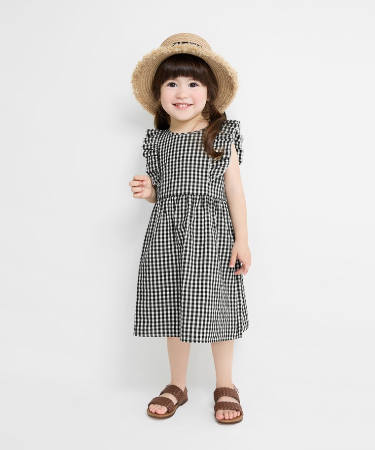 春夏童裝新品：童 · 荷葉格紋洋裝