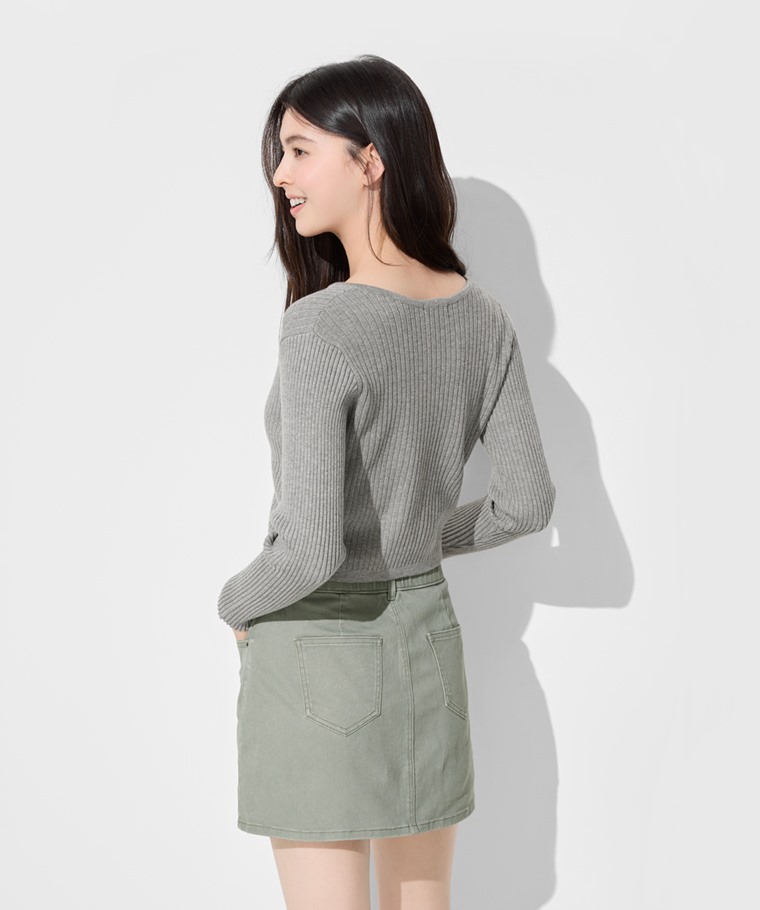 多色收腹牛仔連褲短裙-女