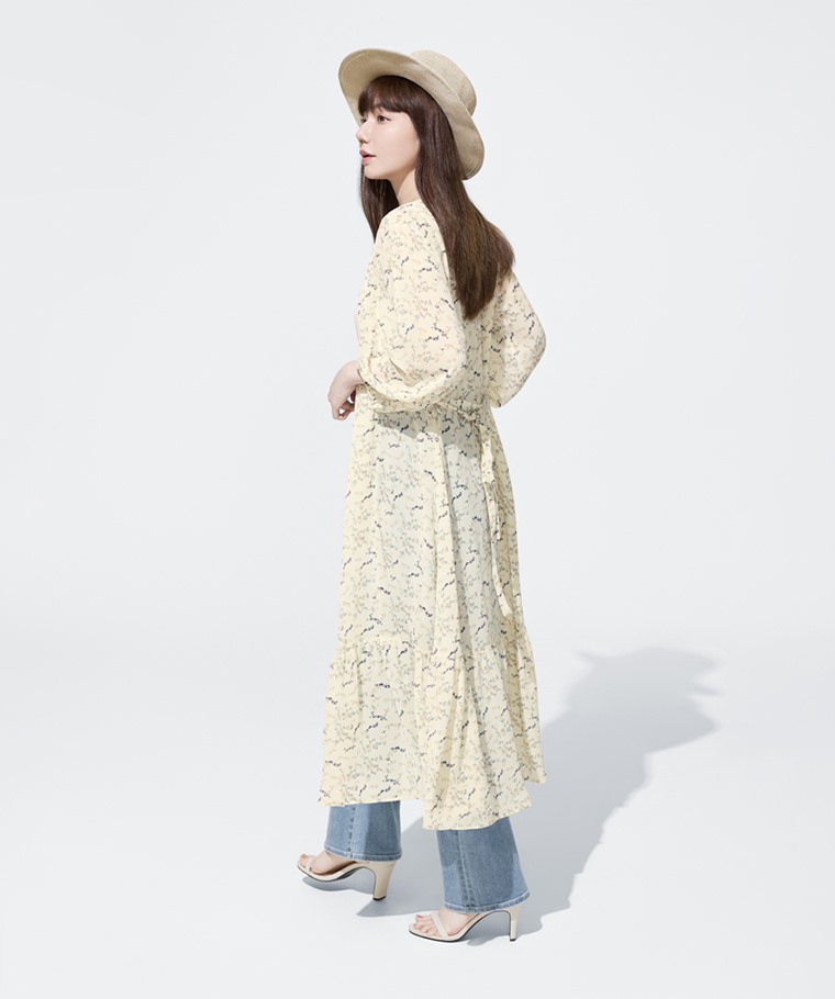 雪紡綁帶印花罩衫-女