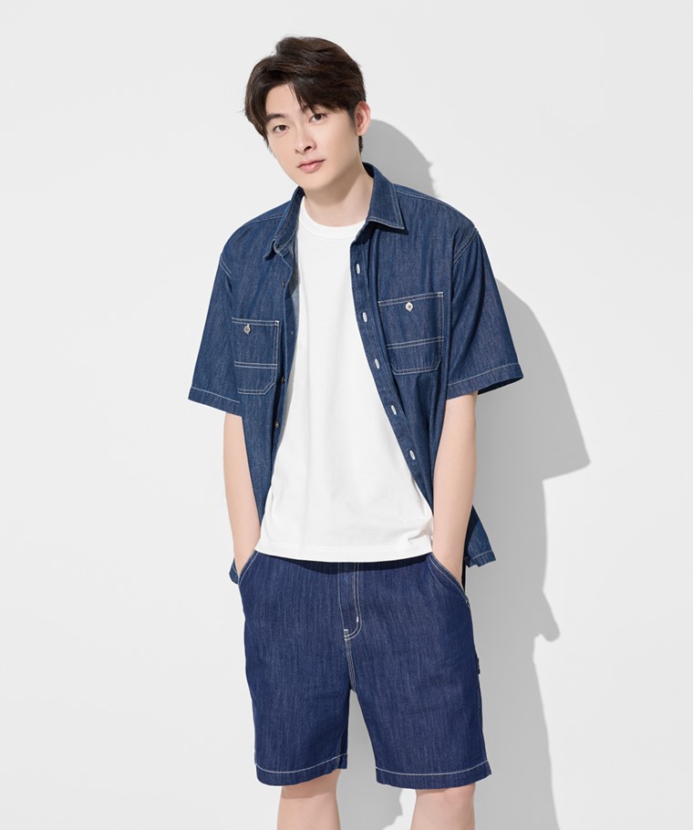 工裝牛仔短褲-男