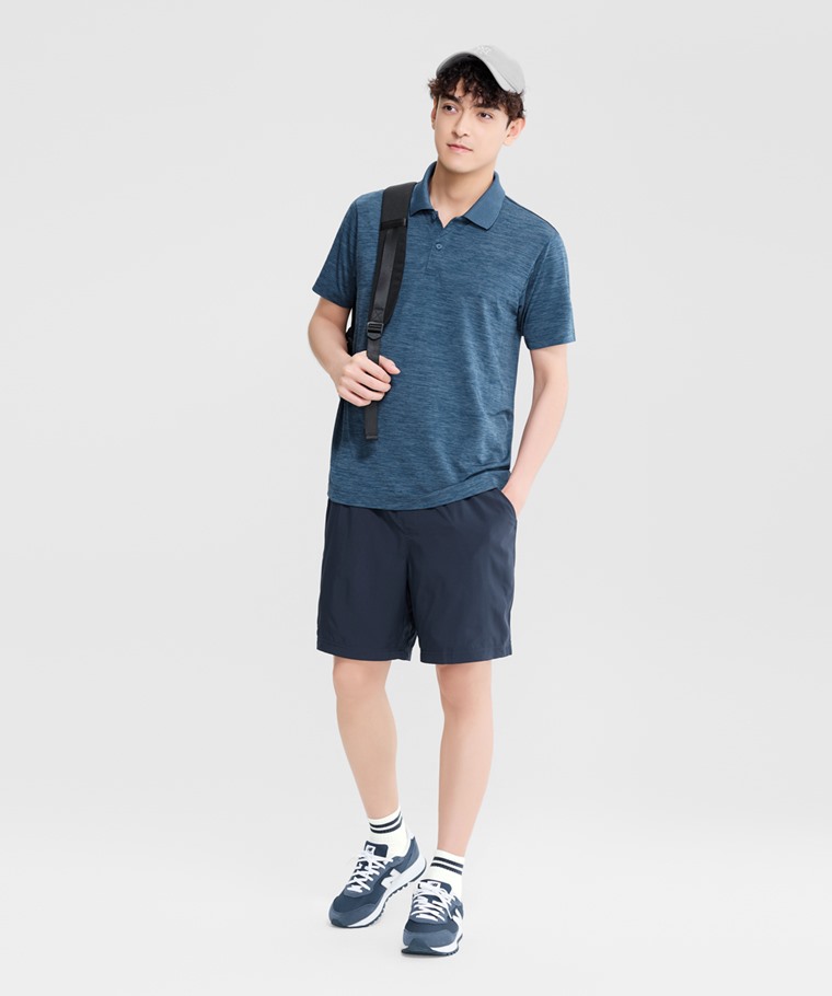 吸排無側縫網眼polo衫-男