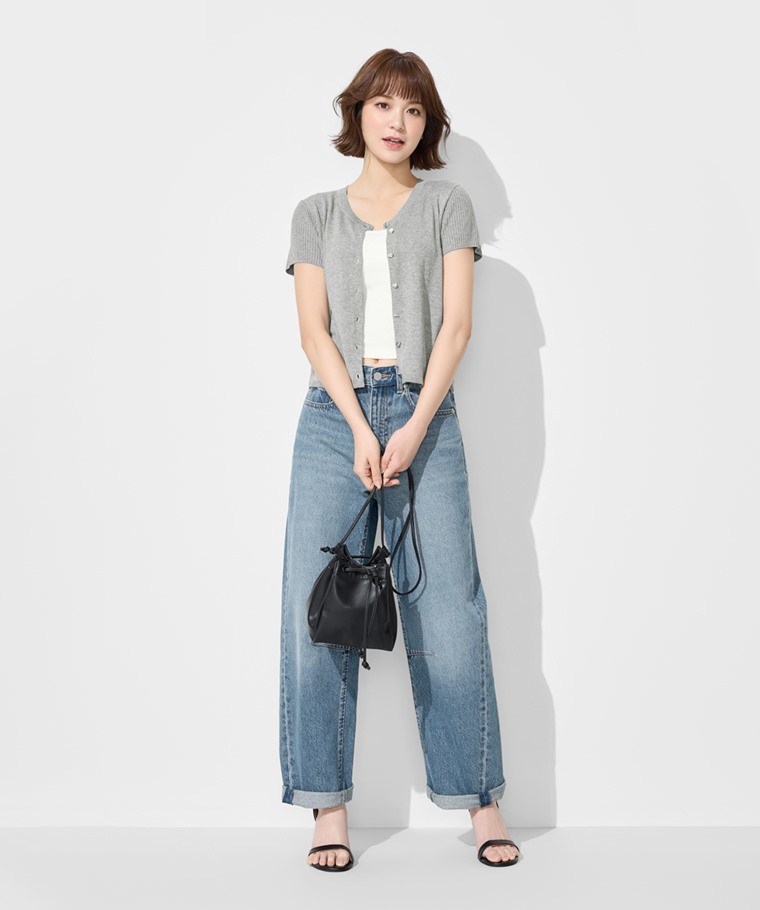 愛心釦短版透膚針織外套-女