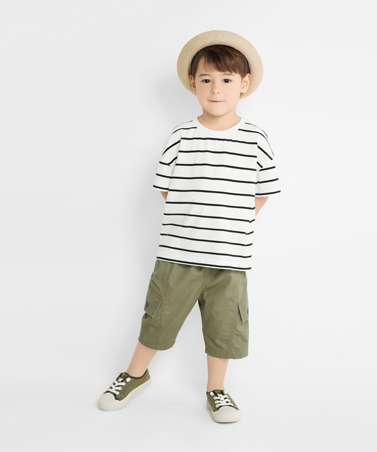 純棉工裝七分褲-童