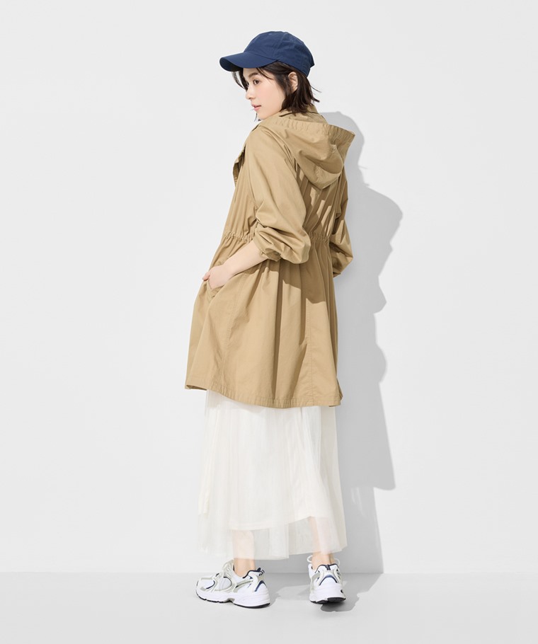 水洗寬鬆長版連帽外套-女