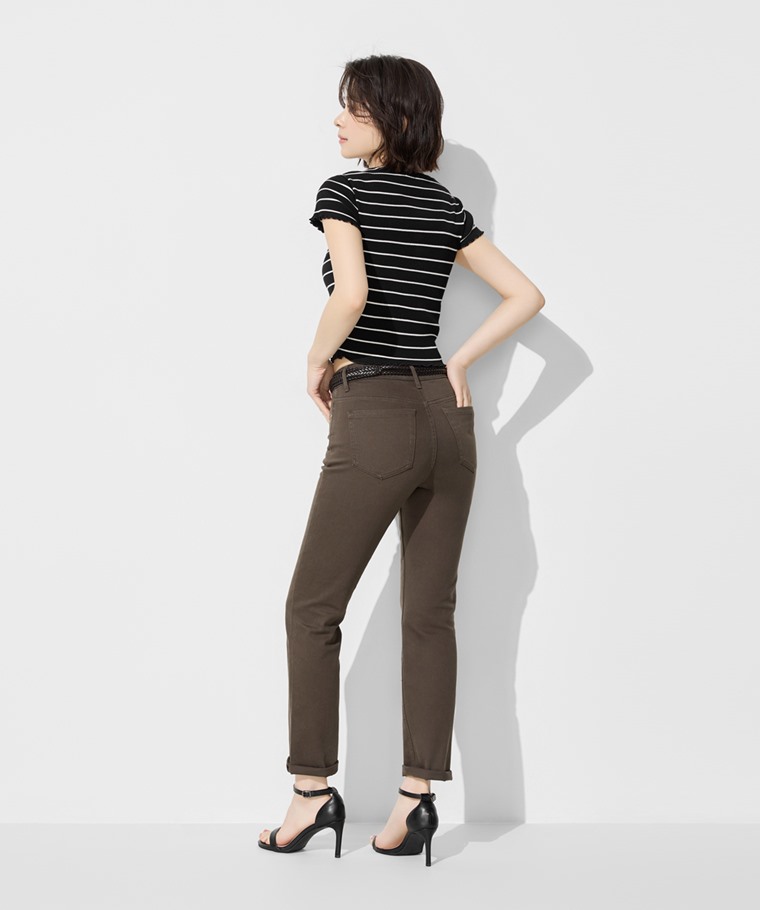 多色修身直筒九分牛仔褲-女