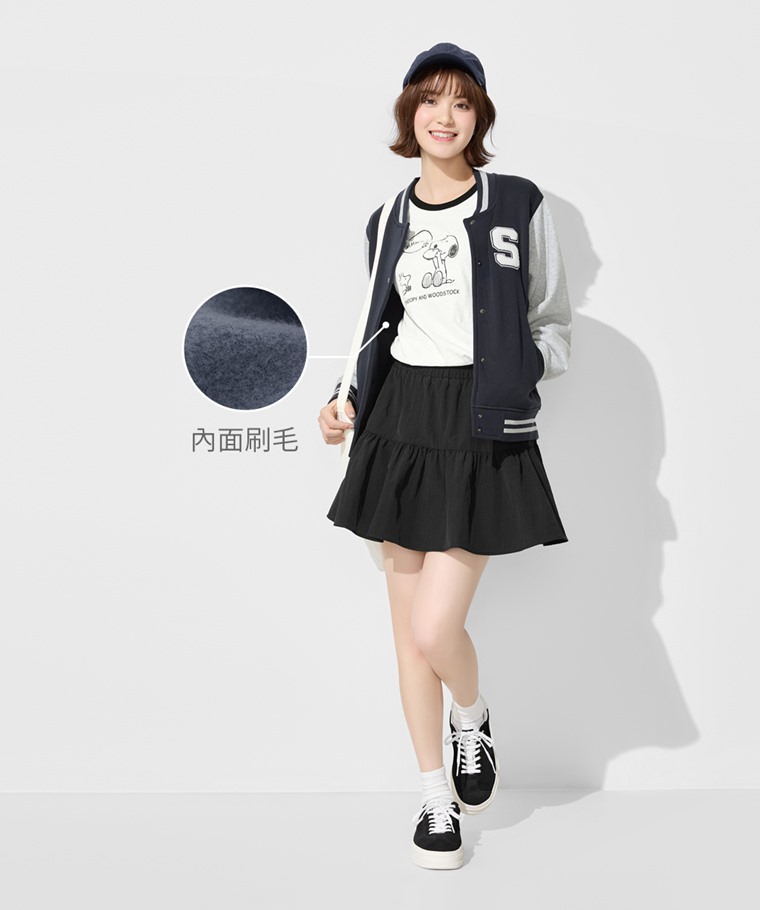 刷毛貼布繡棒球外套-女