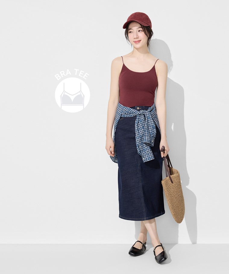 Bra大圓領中短版細肩帶-女
