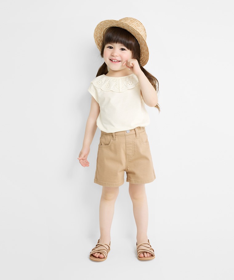 竹節棉蕾絲造型T恤-童