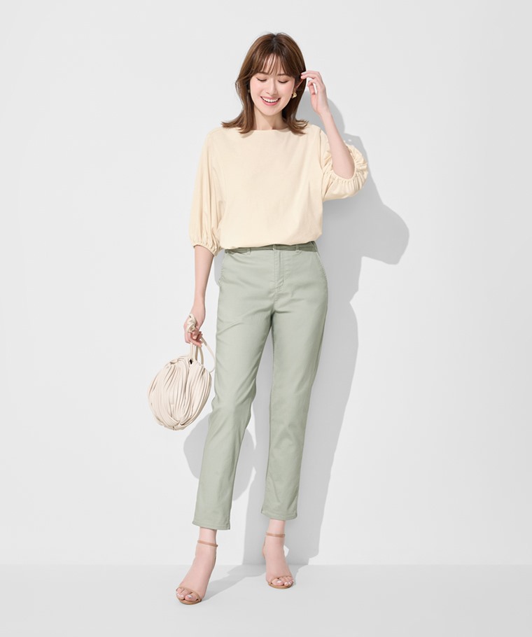 卡其修身直筒長褲-女