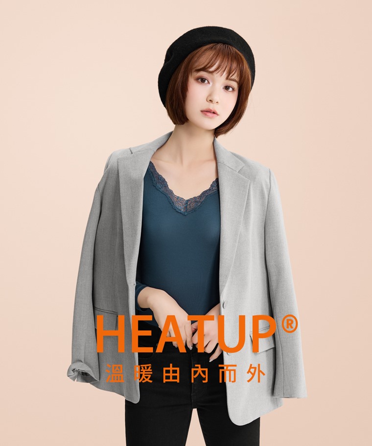 heatup蕾絲領八分袖上衣-女