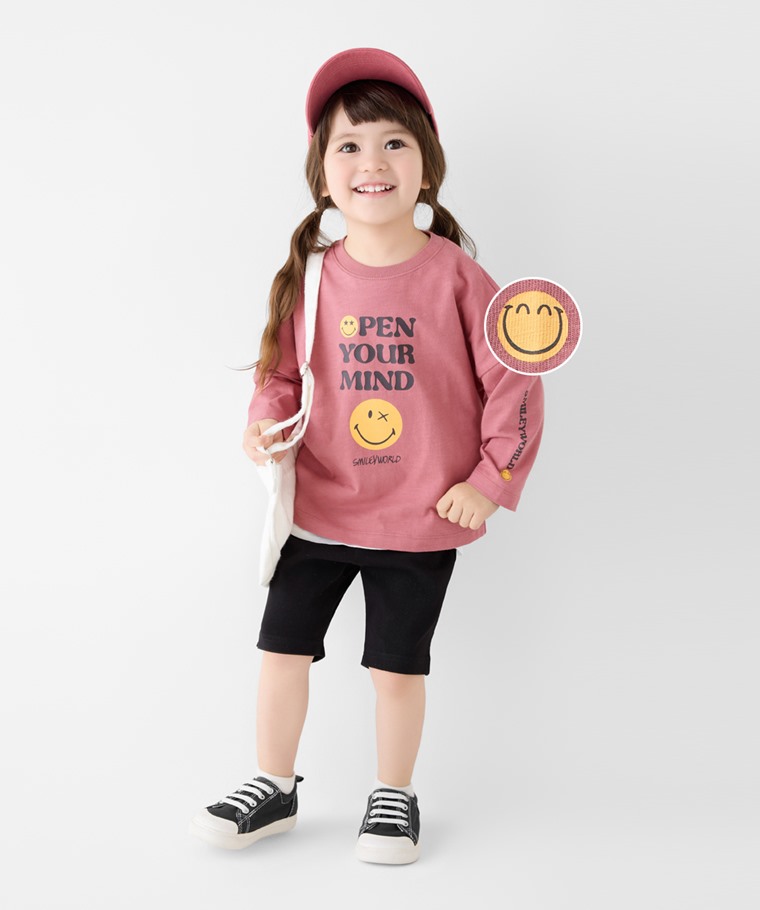 SmileyWorld®竹節棉寬鬆印花T恤-童