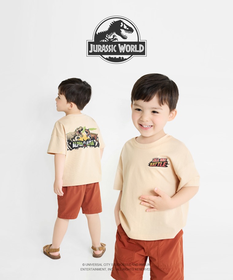 Jurassic World寬版印花T恤-09-童