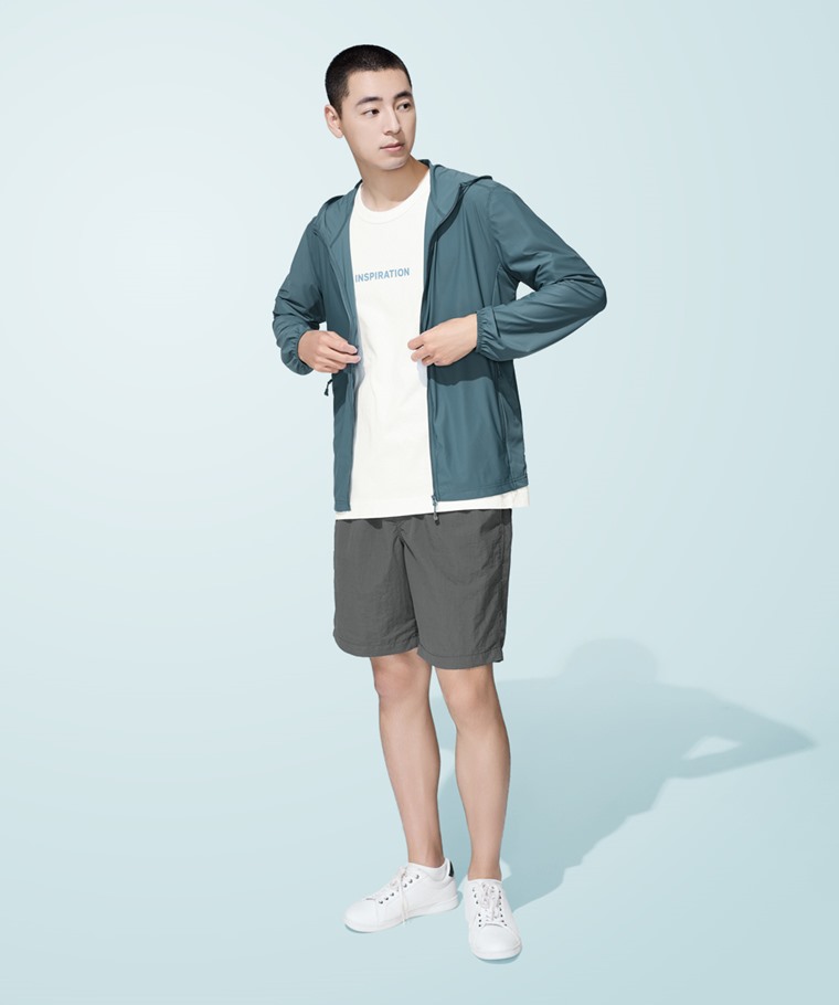 涼感抗UV連帽外套-男