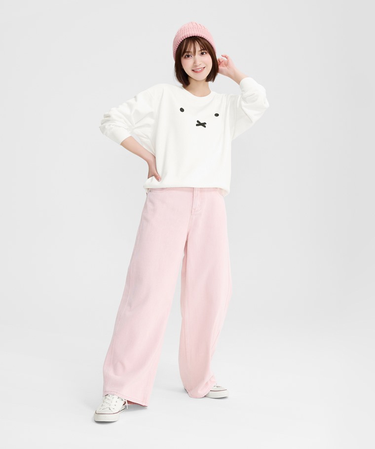 Miffy毛圈寬版電繡圓領衫-01-女