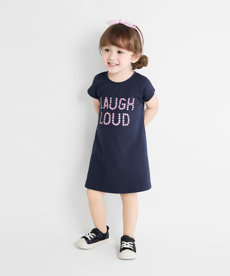 純棉文字印花洋裝-Baby