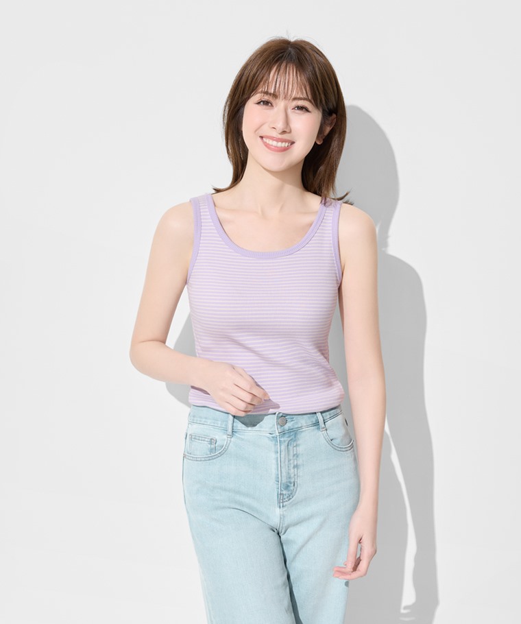 羅紋條紋背心-女