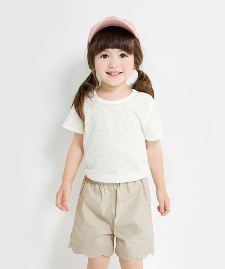 純棉網眼素色T恤(2入)-童