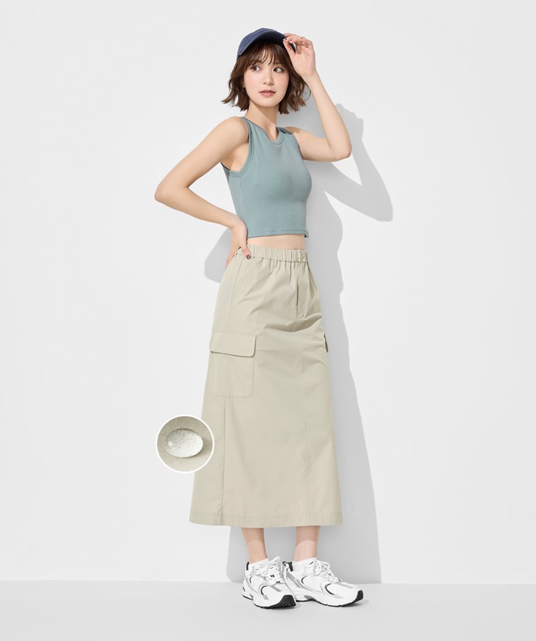 機能彈性工裝長裙-女