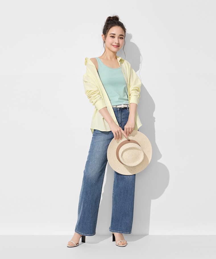 春夏女裝新品：女 · 快乾棉背心,女 · 棉麻長袖襯衫,女 · 高腰牛仔寬褲