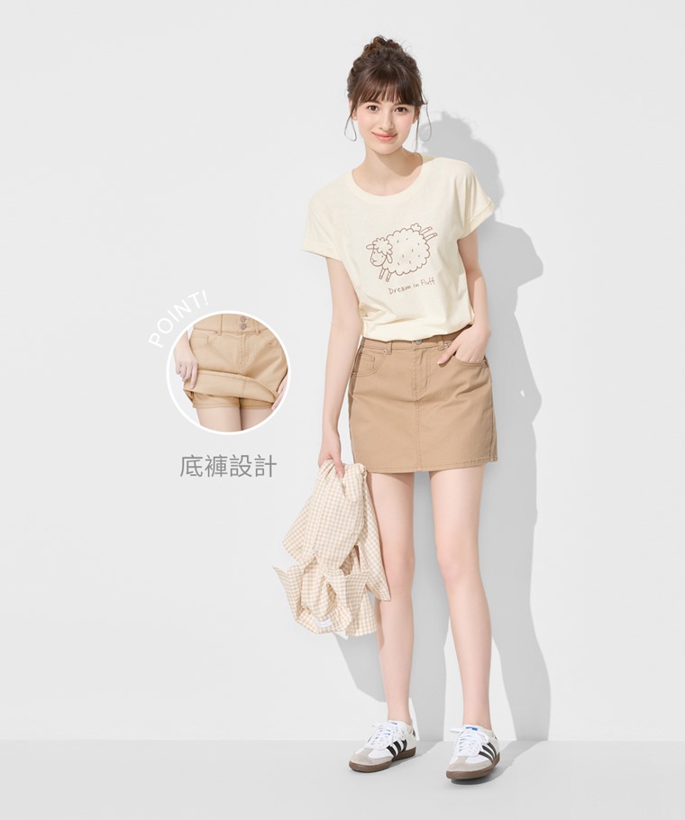多色收腹牛仔連褲短裙-女