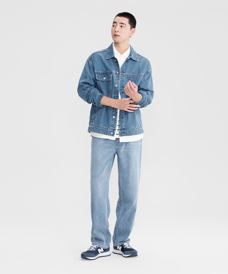 牛仔寬版外套-男
