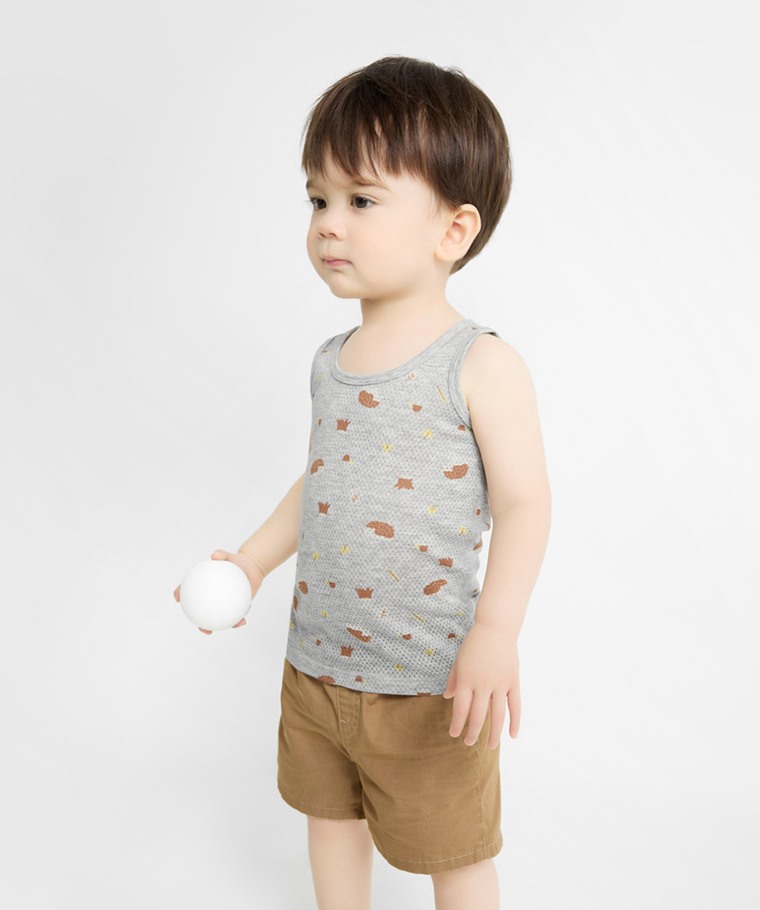 純棉網眼印花背心(2入)-Baby