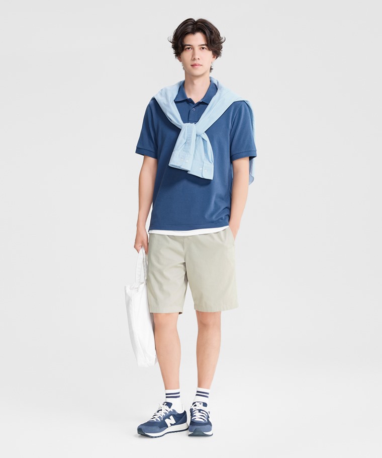 純棉網眼polo衫-男