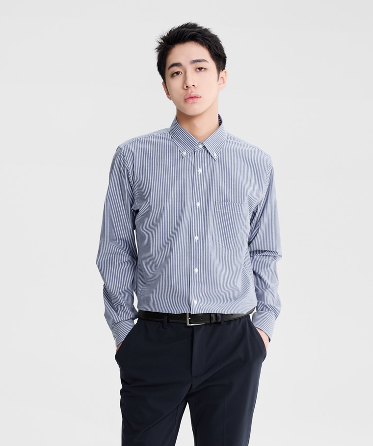 初秋新品上市：男 · 商務彈性條紋長袖襯衫,男 · 壓線休閒皮帶,男 · 彈性休閒長褲
