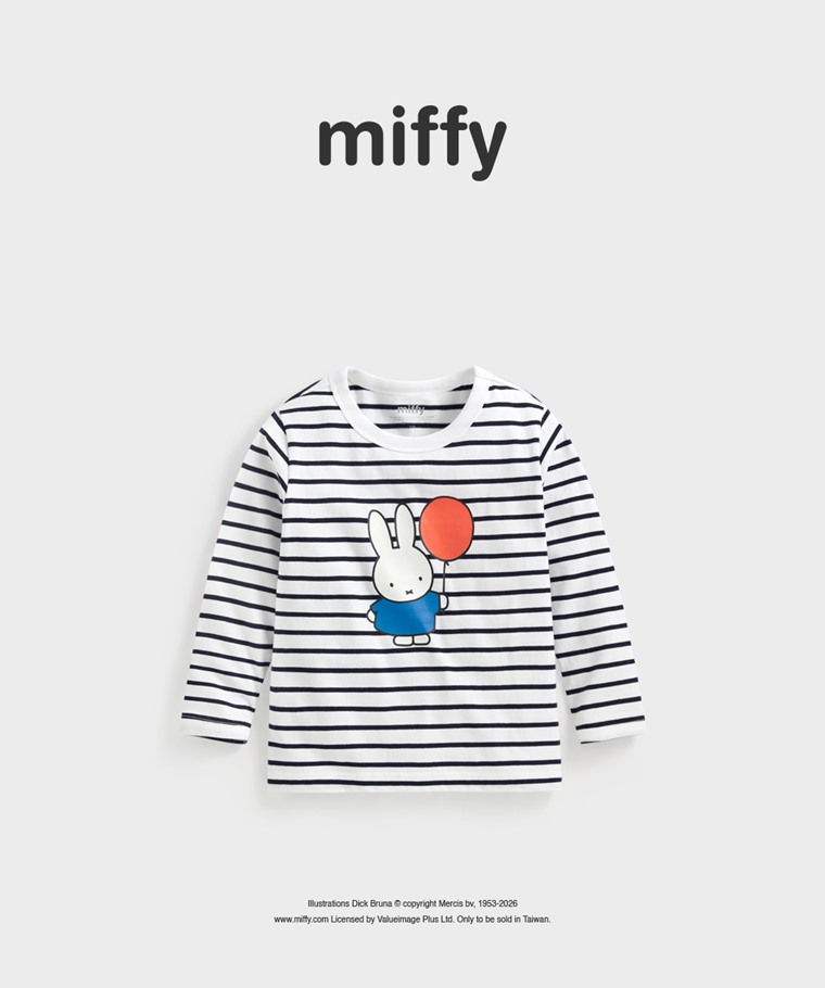 聯名系列T恤-KIDS：童 · Miffy條紋長袖印花T恤-02
