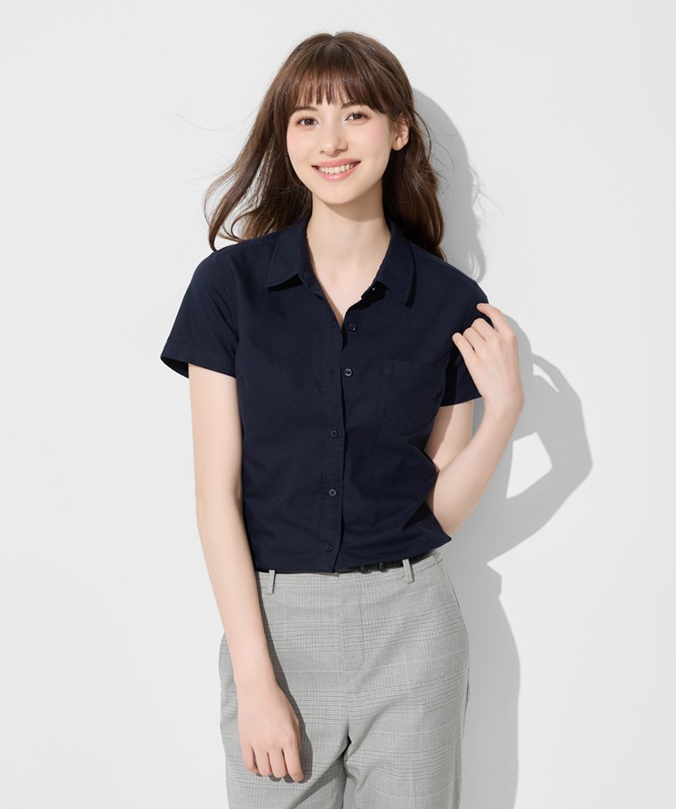 牛津短袖襯衫-女
