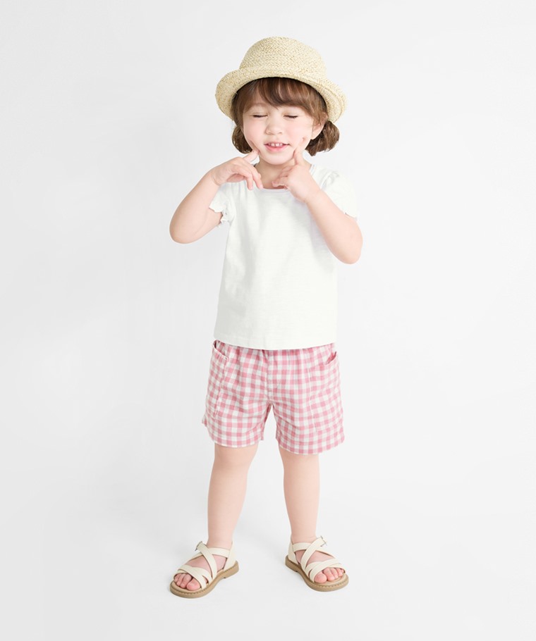 純棉格紋口袋短褲-Baby