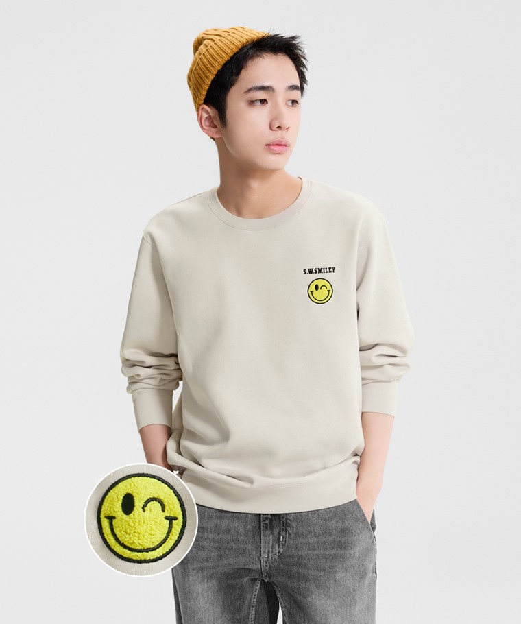 S.W.SMILEY®刷毛電繡圓領衫-05-男